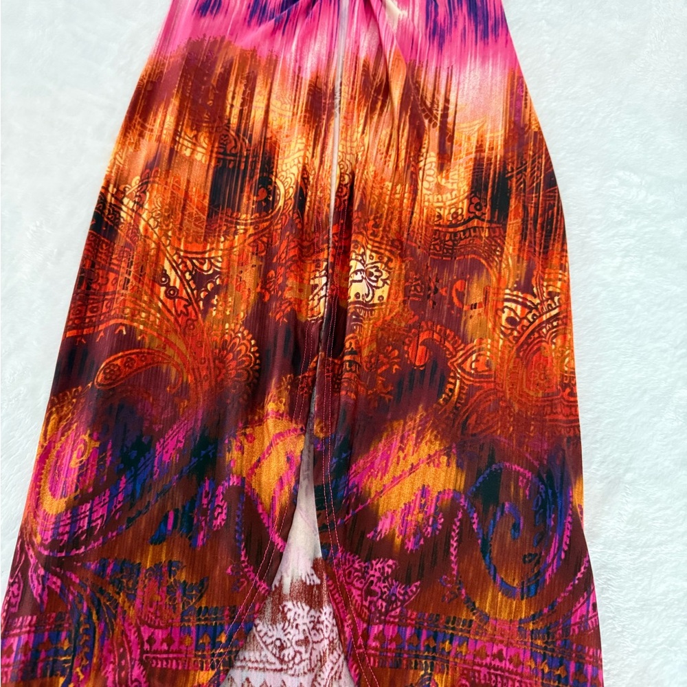 Venus Hot Pink Blue Orange Middle Front Slit Sleeveless Maxi Dress XS - Picture 6 of 8